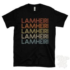 CAMISETA LAMHEIRI ESTILO RETRO REPETIDO Hombre y Mujer Novedad Genial Nombre Regalo