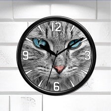 Reloj de Pared Gato Ojos Azules Gatito Amante Regalo Único Decoración del Hogar Opción de Barrido Silencioso