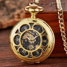 Reloj de Bolsillo Mecánico | Reloj de Colección Gun Negro Esfera Azul