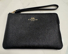 Muñequera pequeña para mujer COACH negra guijarro talla única nueva con etiquetas