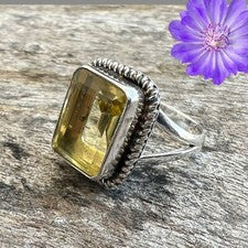 Anillo de plata esterlina 925 con piedras preciosas de citrino amarillo hecho a mano anillo de joyería para regalo
