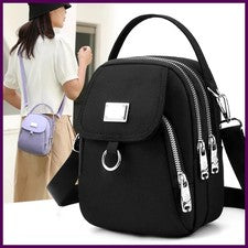 Mini bolso de hombro de nailon de 3 capas pequeño bolso de compras para teléfono para mujer
