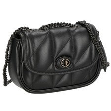 Bolso de hombro Coach CA086 de cuero acolchado con cadena negra bandolera para mujer’s