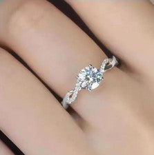 Anillo de diamantes Mosan de 1 quilate en oro como regalo para prometida