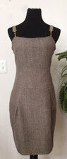 Nuevo con etiquetas Vestido Vaina Para Mujer Vertigo Marrón Brillante con Tirantes Plisado Talla M, Precio de venta suge