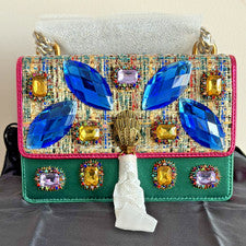 Bolso de Cuero Kurt Geiger Pequeño Shoreditch Bandolera Cristal Adornado PVP £299