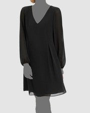 Vestido para mujer INC International Concepts negro con lazo y cuello en V talla M