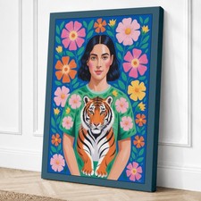 Impresión en lienzo moderna de flores y mirada audaces arte de pared decoración del hogar listo para colgar