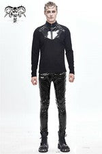 Pantalones Lápiz Personalizados Hombres Punk Brillantes Cuero PU Informales Gruesos Largos Pantalones