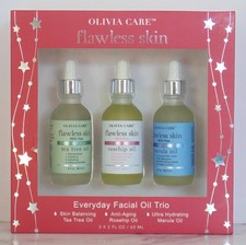 Olivia Care Piel Impecable Juego de 3 Piezas Aceite Facial Árbol de Té Rosa Hip Marula NUEVO