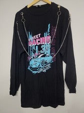 Moda Nova Para Mujer Camiseta Manga Larga Vestido Talla XS Cadenas De Gran Tamaño
