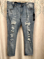 Pantalones de mezclilla de moda Nova para hombre ajustados desgastados elásticos lavados ligeros talla 42x31