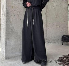 Pantalones informales negros de pierna ancha estilo chino de moda de otoño para hombre_