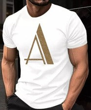 Camiseta de moda para hombre elegante vibrante en dorado brillo camiseta de lujo clásica
