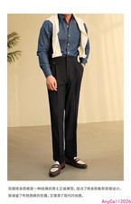 Pantalones de vestir ajustados de cintura alta versátiles de moda para hombre Pantalones informales de negocios