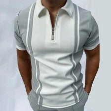 Camiseta Polo Hombre Crema Cuello Gris Blanco Contraste Moda Golf Tee Top