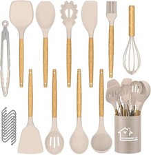Juego de Utensilios de Cocina con Soporte, 22 Piezas Antiadherente Silicona Resistente al Calor...