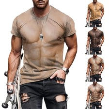 Hombres Informal Falso Estampado Muscular Camiseta Manga Corta Moda Prendas para el torso para Actividades