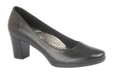 Zapatos de corte de PU negros para dama tacón de 55 mm, calcetín acolchado, Boulevard L531A