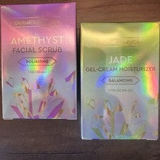 Exfoliante facial y crema hidratante de jade Global Beauty Gemstone para el cuidado de la piel amatista