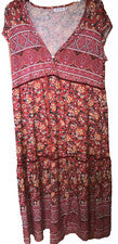 Vestido largo floral rojo MISLOOK para mujer nuevo sin etiquetas, estilo caftán de verano estilo boho nuevo sin etiqueta