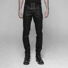 Pantalón Gótico Micro-elástico Repujado Negro Palacio Retro Pantalones Ajustados