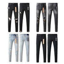 NUEVO KSUBI Pantalones de mezclilla para hombre negros con estampado de letras rasgados Moda de calle alta Hombres