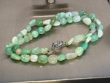 Collar de cadena Chrysopras Nuggets 7-8 mm aprox. 120 quilates 47 cm anillo de resorte cierre