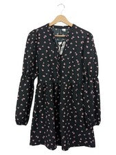 Vestido blusa estampado floral H&M talla 34 negro manga larga