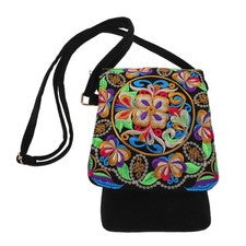Bandolera bordada para mujer: pequeña bolsa de hombro floral para teléfono de lona -