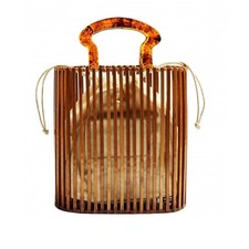 Bolso de bambú de moda YYW para mujer con asa de acrílico talla única, marrón