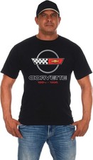 Camiseta Chevy Corvette JH Design Para Hombres Serie C4 Logo Negra Cuello Redondo Camisa