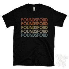 CAMISETA POUNDSFORD ESTILO RETRO REPETIDO Hombre y Mujer Novedad Genial Nombre Regalo