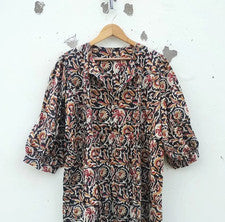 Maxi Vestido Floral Negro Algodón de Moda, Vestido Cuello Profundo Ropa para Mujer EE. UU.