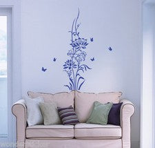 Calcomanía de pared de vinilo arte de pared decoración del hogar hágalo usted mismo mariposas flores de loto