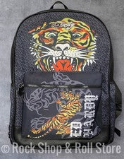 Mochila escolar grande tatuaje gráfico de tigre gritando Ed Hardy ~ Y2K ~ nueva con etiquetas