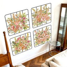 Pegatinas Florales Dormitorio Autoadhesivas Decoración PVC Material Rosa Diseño Flor
