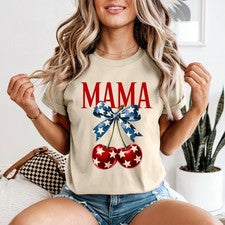 Camiseta con lazo de cereza para mujer linda roja divertida elegante moda regalo para mamá