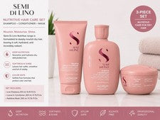 Alfaparf Semi Di Lino Set Nutritivo Champú Mascarilla Acondicionador Dejar En 3 Piezas