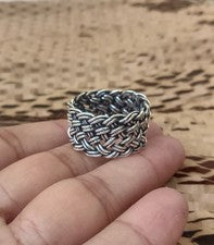 Anillo envolvente de alambre de plata 925 sólido hecho a mano estilo banda anillo unisex todas las tallas SR707