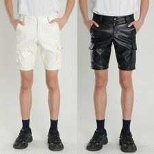 Pantalones de cuero de verano para hombre Pantalones de cuero elásticos para hombre Pantalones cortos de moda Capris