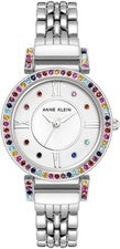 Reloj para dama Anne Klein tono plateado con bisel de cristal arco iris AK-2929RBSV