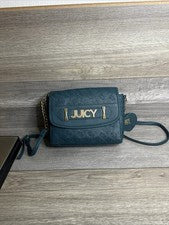Bandolera Juicy Couture para mujer verde azulado cremallera alrededor cartera logotipo