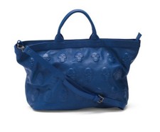 Bolso de Mano de Diseñador IOpelle Italia Calavera Cuero Repujado Azul