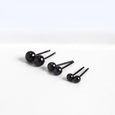 1 o 3 Par Pendientes Bola Negra Plata 925 Mujer Hombre Pendientes