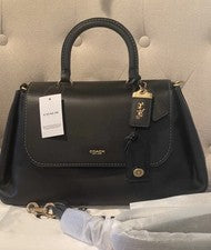 Bolso Coach Slouchy Rogue con asa superior en negro/herrajes de latón nuevo con etiquetas regalo en caja