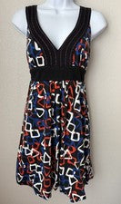 Vestido sin mangas Yahada para mujer talla pequeña rojo blanco azul elástico NUEVO