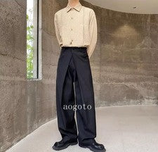 Para hombres Nuevo Diseño de Moda Pantalones Plisados Sueltos Juveniles Informales Negros Pantalones Fiesta