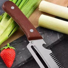 3 in 1 Sparschäler mit 19 cm langer rostfreier Klinge und ergonomischem Holzgri