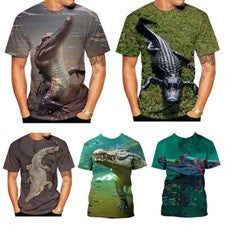 Cocodrilo Manga Corta Lo último Camiseta Impresa en 3D Verano Hombre Moda Informal Prendas para el torso